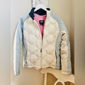 Helly/Hansen Baby blue & white ski jacket! Size Small; Pre-Loved condition!